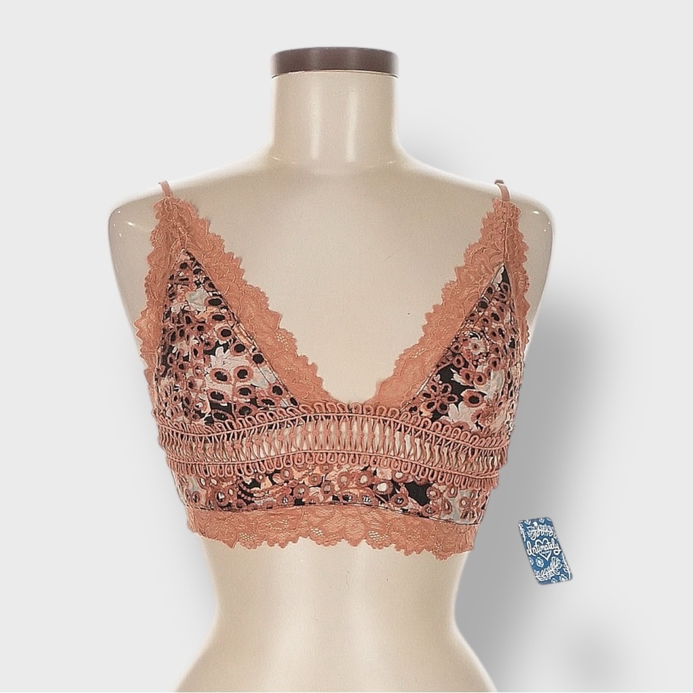 Free People Intimately Emma Soft Bra Women’s Medium Brown Embroidered Lace NWT - Picture 3 of 16